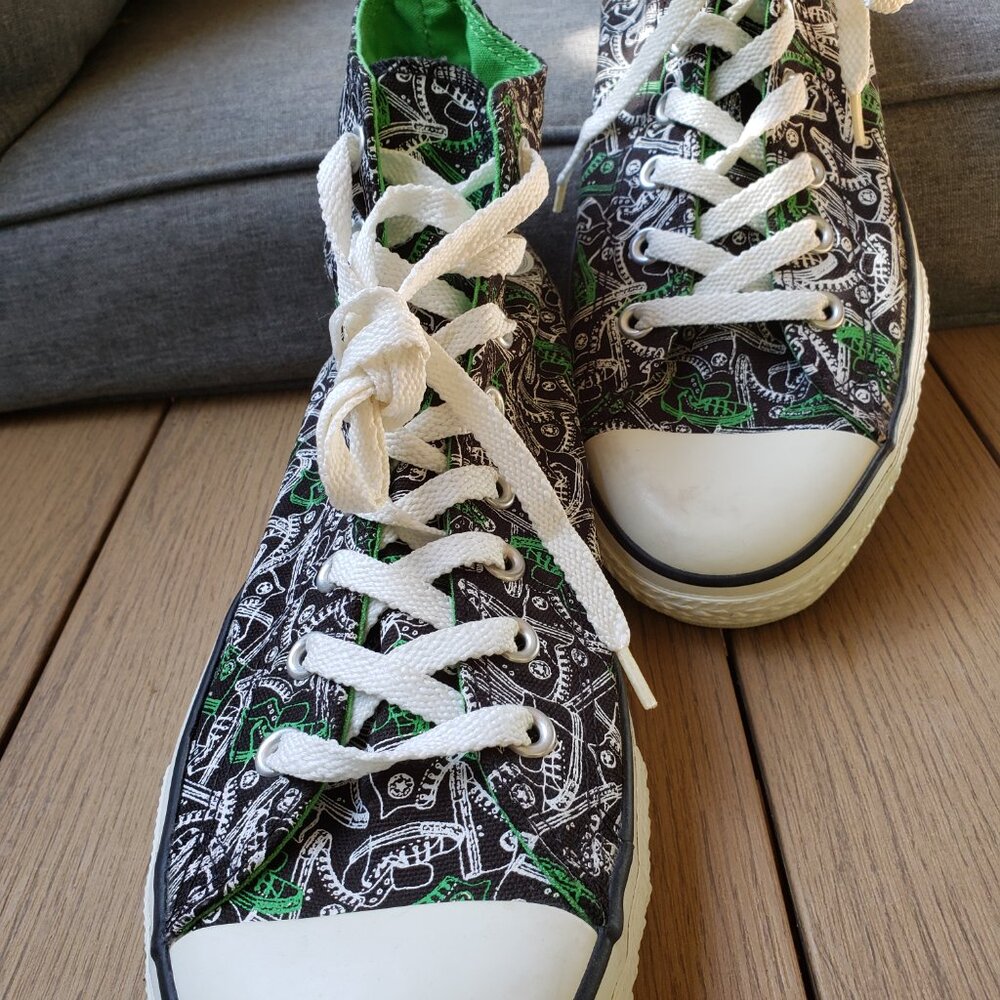 BNWoT CTAS Converse black/kelly green converse allover pattern (11M - 13W) KICKS - Picture 7 of 8